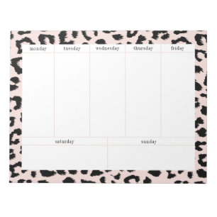 Simple Pale Pink and Black Leopard Weekly Planner Notepad