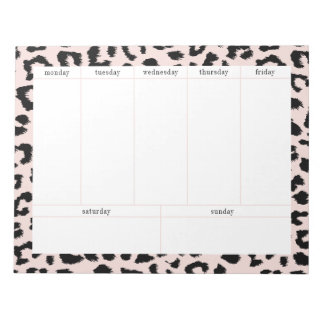 Simple Pale Pink and Black Leopard Weekly Planner Notepad