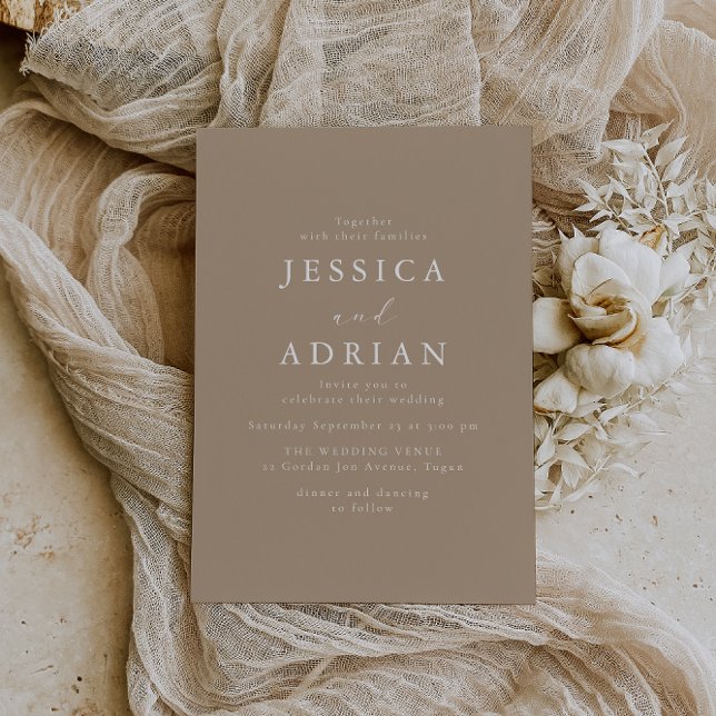Simple Pale Taupe Minimal Modern Wedding Invitation (Creator Uploaded)