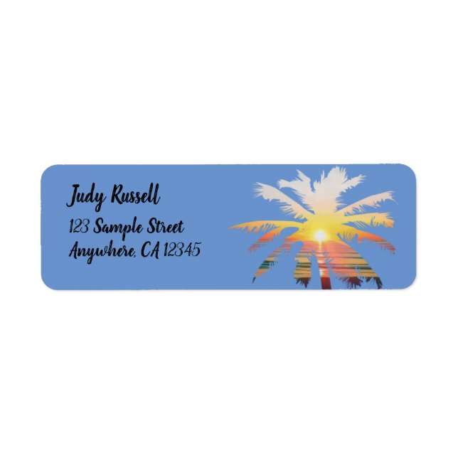 Simple Palm Tree Sunrise Return Address Labels (Front)