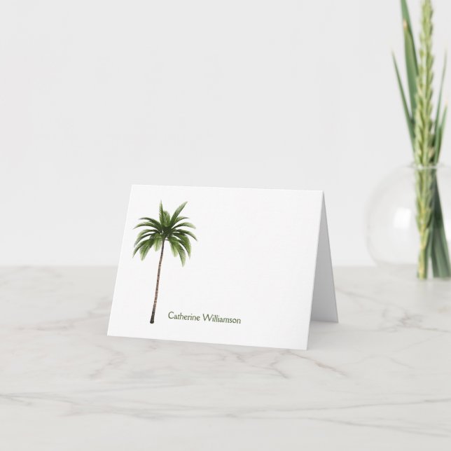 Simple Palm Tree Tropical Custom Blank Inside Note Card (Front)