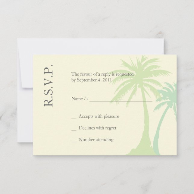 Simple Palm Tree Wedding RSVP Card (Front)