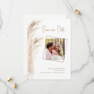 Simple Pampas Foliage Photo Wedding Save The Date