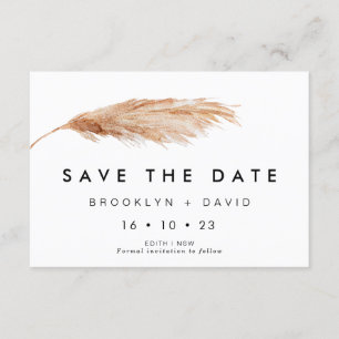 Simple Pampas Grass Wedding Save The Date Card