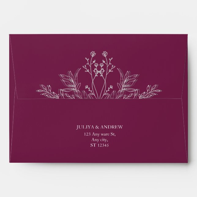 Simple Pansy Purple wedding Invitation Envelope (Back (Top Flap))