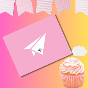 Simple Paper Aeroplane & Compass, Cute Birthday Postcard