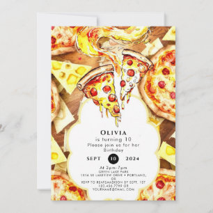 Simple Party Pizza Birthday Invitation