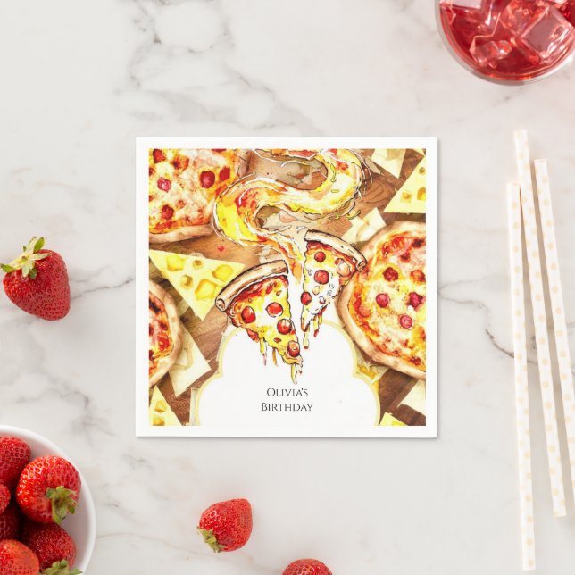 Simple Party Pizza Birthday Napkin (Insitu)