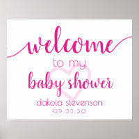 Simple Party Welcome | Hot Pink Heart Customized