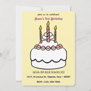 Simple Pastel Birthday Cake with Candles Invitation
