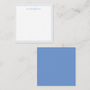 Simple Pastel Blue Minimalist Monogram Two Border Card