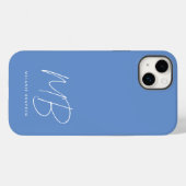 Simple Pastel Blue Minimalist Two Monogram Name Case-Mate iPhone Case (Back (Horizontal))