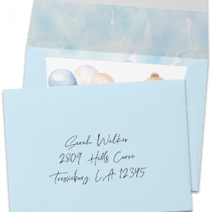 simple pastel blue with watercolor texture envelope