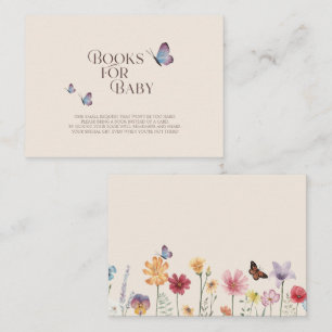 Simple Pastel Butterfly Wildflower Books For Baby Enclosure Card