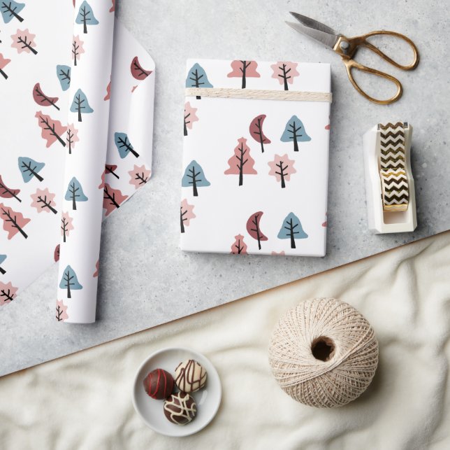 Simple Pastel Christmas Tree Pattern Holiday Wrapping Paper (Crafts)
