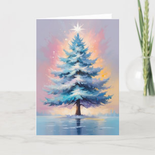Simple Pastel Christmas with Purple Pink Orange Holiday Card