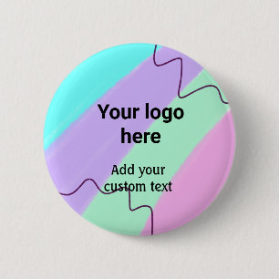 Simple pastel colour add your logo custom text th 6 cm round badge