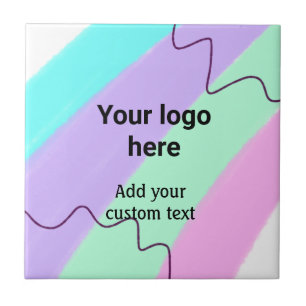 Simple pastel colour add your logo custom text th ceramic tile
