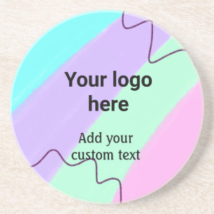 Simple pastel colour add your logo custom text th coaster