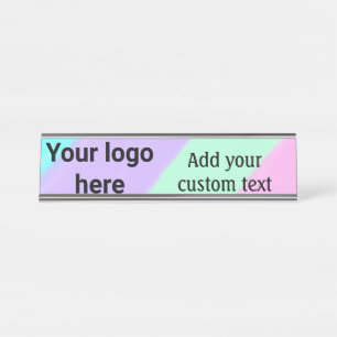 Simple pastel colour add your logo custom text th desk name plate