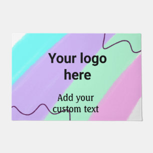 Simple pastel colour add your logo custom text th doormat