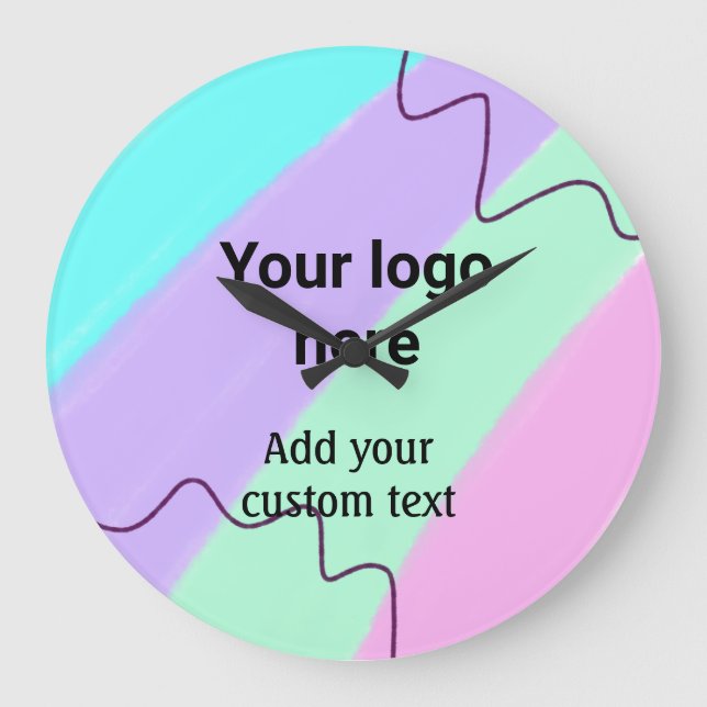 Simple pastel colour add your logo custom text  th large clock (Front)