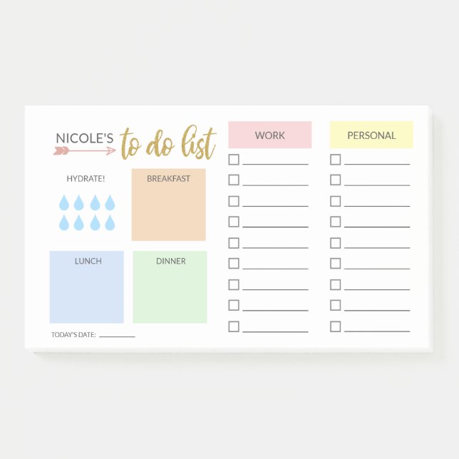 Simple Pastel Daily Organiser Post-it Notes (Front)