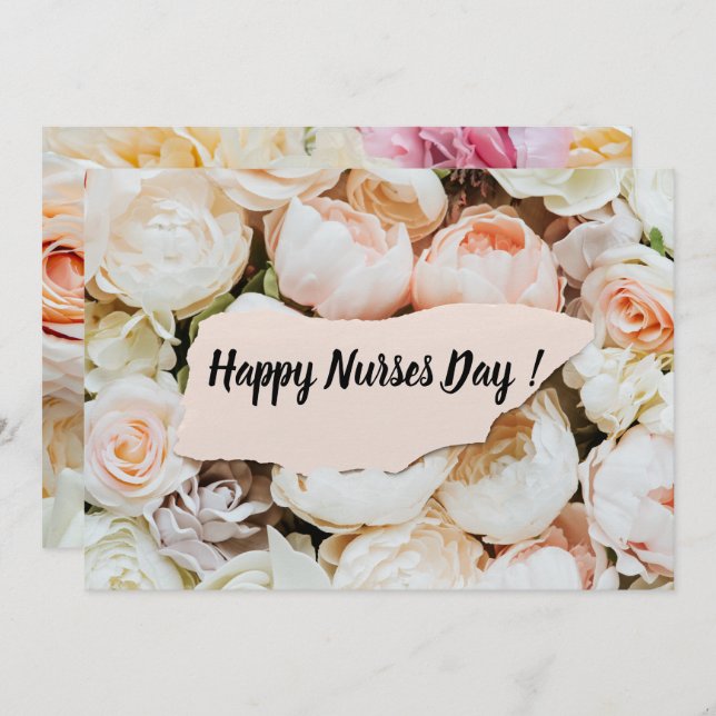Simple Pastel Floral Happy Nurses Day Holiday Card (Front/Back)
