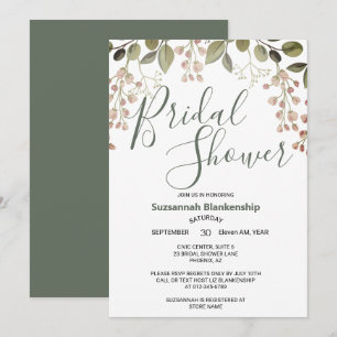 Simple Pastel Floral Top Border Bridal Shower  Invitation
