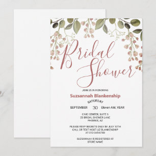 Simple Pastel Floral Top Border Bridal Shower  Invitation