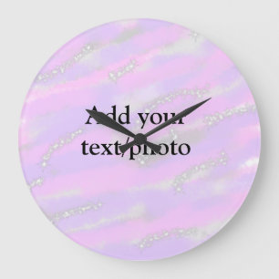 Simple pastel glitter colorful add your text photo large clock