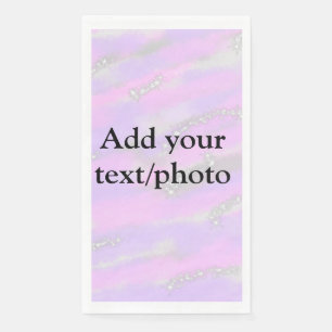 Simple pastel glitter colorful add your text photo napkin