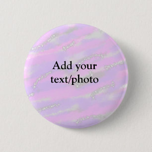 Simple pastel glitter colourful add your text phot 6 cm round badge