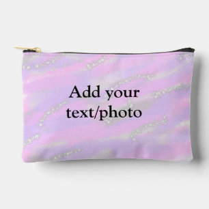 Simple pastel glitter colourful add your text phot accessory pouch