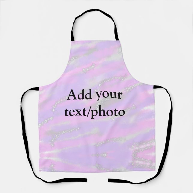 Simple pastel glitter colourful add your text phot apron (Front)