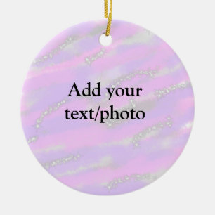 Simple pastel glitter colourful add your text phot ceramic ornament