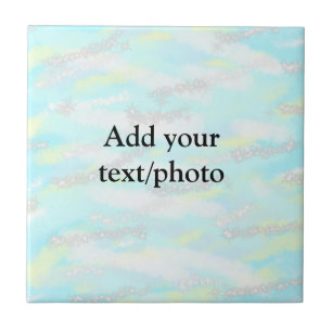 Simple pastel glitter colourful add your text phot ceramic tile