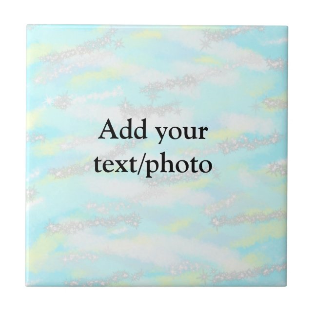 Simple pastel glitter colourful add your text phot ceramic tile (Front)