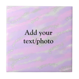 Simple pastel glitter colourful add your text phot ceramic tile