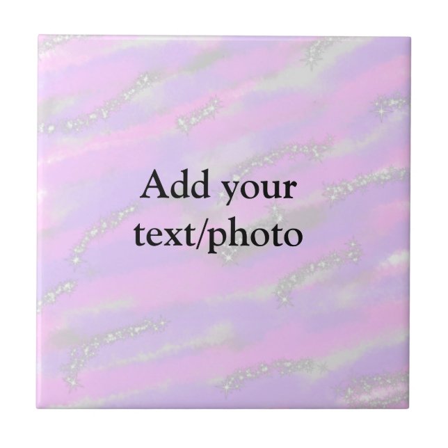 Simple pastel glitter colourful add your text phot ceramic tile (Front)