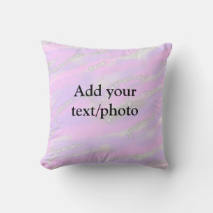 Simple pastel glitter colourful add your text phot cushion