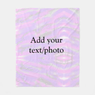 Simple pastel glitter colourful add your text phot fleece blanket