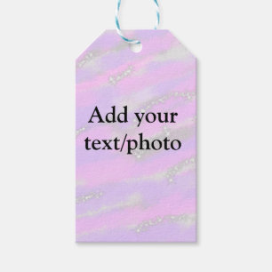 Simple pastel glitter colourful add your text phot gift tags