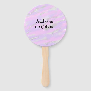 Simple pastel glitter colourful add your text phot hand fan