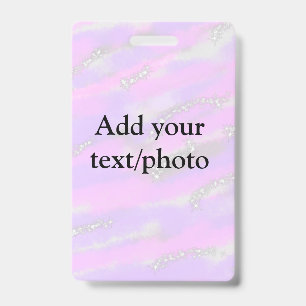 Simple pastel glitter colourful add your text phot ID badge