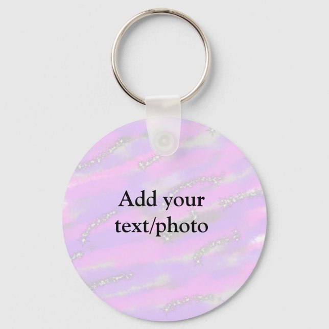 Simple pastel glitter colourful add your text phot key ring (Front)