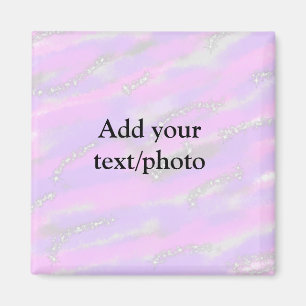 Simple pastel glitter colourful add your text phot magnet