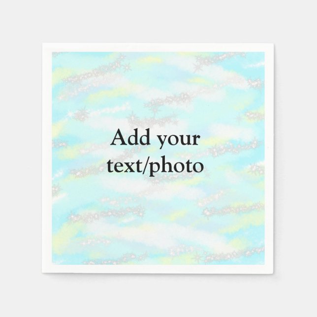 Simple pastel glitter colourful add your text phot napkin (Front)