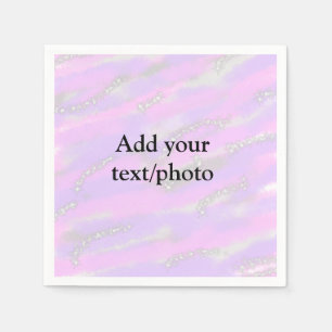 Simple pastel glitter colourful add your text phot napkin