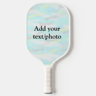 Simple pastel glitter colourful add your text phot pickleball paddle